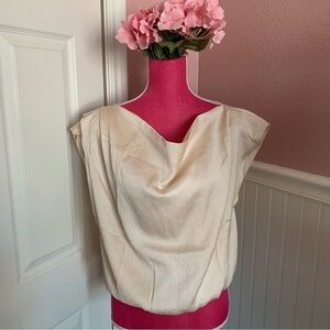 Ivory Esmaee Top with Slouchy Neckline and Cap Sleeves, size Large
